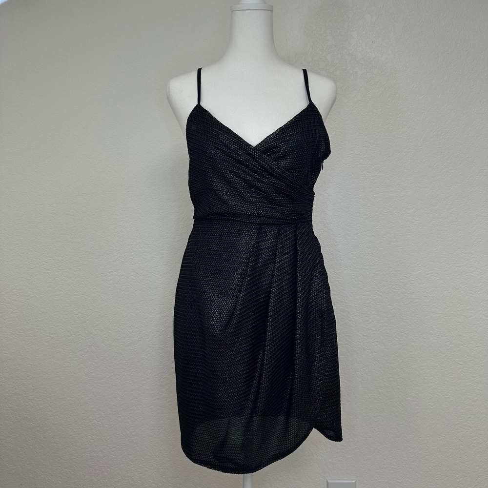 Silence + Noise Coquette Metallic Wrap Tulip Mini Dress Party Cocktail Festival